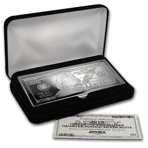4 oz Silver Bar - 2013 $100 Bill (W/Box & COA) - Picture 1 of 3