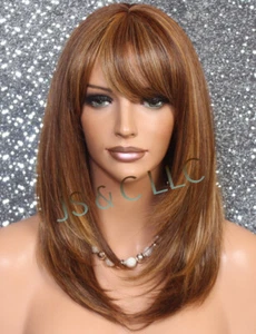 Peluca completa mezcla de cabello humano golpe recto en capas calor OK rubia Aubur Mix 8643 PL - Imagen 1 de 8