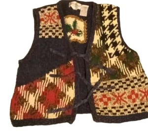 The Eagle's Eye Sweater Vest Hand Knit Vintage Front Tie 1994 - Picture 1 of 9