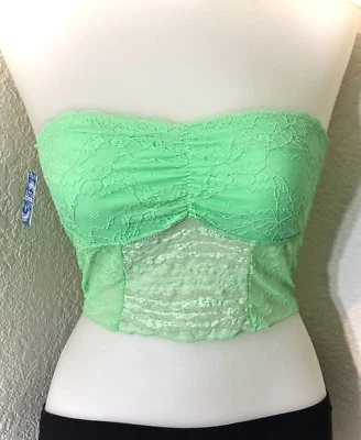 Free People Intimately Galloon Lace Bandeau Bra Bralette Sea Foam SZ S MSRP $38  - Image 1 of 3