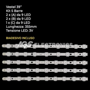 KIT 5 BARRES LED STRIP TV VESTEL VES400UNDS-01 VES400UNDS-02 TOSHIBA 40L3433DG - Bild 1 von 1