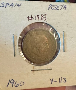 Spain 1 Peseta 1953 (1960) Francisco Franco Aluminum Bronze - Picture 1 of 4
