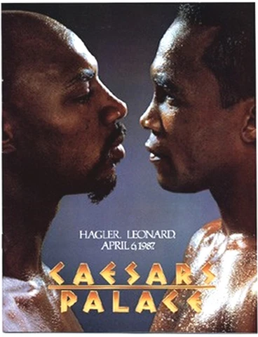 Original Vintage On Site Marvin Hagler v Sugar Ray Leonard Boxing Fight Poster Cover