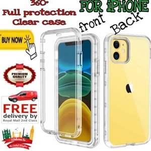 360 Full Body CLEAR Case For iPhone 16 15 14/13/12/11Pro Max XR XSMax 7 8 Plus - Picture 1 of 9