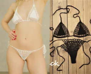 Häkel String Bikini G Tanga String Strand Micro Bademode Sexy Microkini Sets - Bild 1 von 20