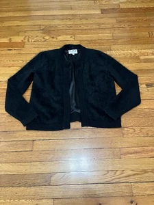 Vintage Talk of the Walk Evening Mohair Open Front Jacket Size XL Black Rabbit - Picture 1 of 5