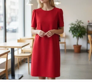 Neu mit Etikett Calvin Klein Etuikleid Tulpenärmel echt rot Gr-20 W Urlaub festlich - Bild 1 von 9