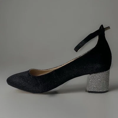 Zapatos de noche Andrew Geller para mujer de terciopelo negro de tacón alto talla 6 M Foto 1 de 4