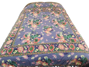 Funda nórdica APRIL CORNELL completa/queen reversible floral azul/a cuadros 80" por 82" - Imagen 1 de 22