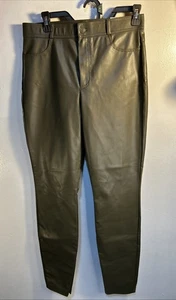 Zara Women’s Faux Leather High Rise Olive Leggings Size Lg S142 - Picture 1 of 7