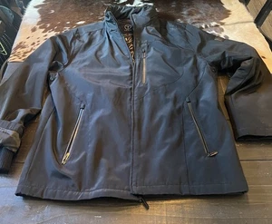 Tumi Tech Coat Mens Extra Large Black Zip Hand Chest Pocket Water Resist Quilted - Picture 1 of 17