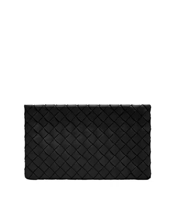 BOTTEGA VENETA Small Intrecciato $1100 Black Flat Pouch New & Authentic - Picture 1 of 2