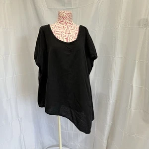 Oh My Gauze OMG Daytona Asymmetrical Black Top Lagenlook Blouse Size 3 (XL-XXL) - Picture 1 of 6