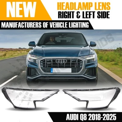 FOR AUDI Q8 LEFT OR RIGHT SIDE FRONT HEADLIGHT LENS COVERS 2018-2024 UK STOCK - Image 1 of 4