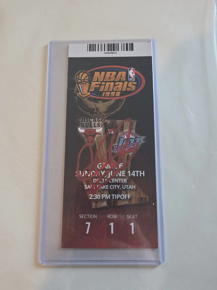 Boleto conmemorativo firmado por Dennis Rodman 1990 Finales NBA Juego 6 (PIA) Foto 1 de 3