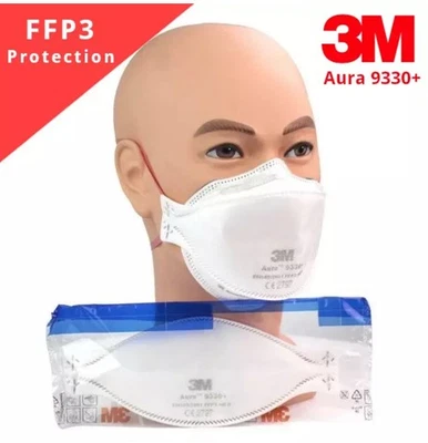 3M Aura 9330+ FFP3 Face Mask | Dust Mask Unvalved Respirator UK Stock - VAT REG - Image 1 of 4