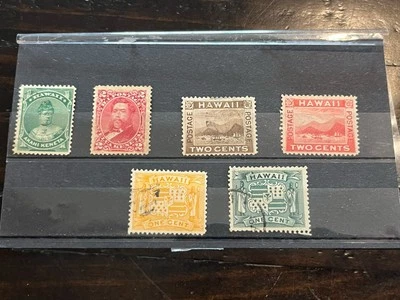 LOTE U.S. Estampillas de posesiones de Hawaii de 1800 Scott# 42, 43, 74, 75, 80, 81 Foto 1 de 4