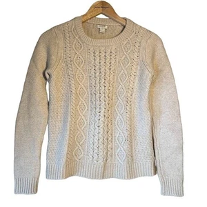 J. Crew cremefarbener Pullover mit Zopfmuster Merinowollmischung Größe S - Bild 1 von 6