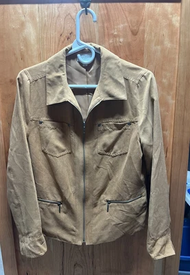 Studio Works Women’s Jacket Size 8 Tan Faux Suede Zip Front Pockets Lined - Image 1 of 3