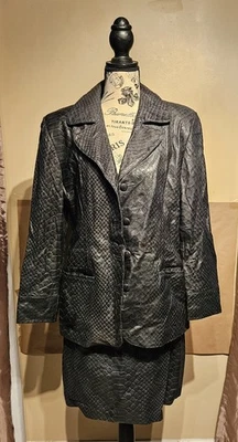 Falda y chaqueta de cuero genuino vintage de gemelos (TLC) (14) Foto 1 de 4