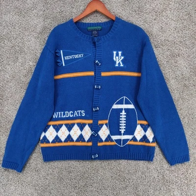 Vintage Kentucky Wildcats Cardigan Sweater Adult Medium Embroidered Football 90s - Image 1 of 4
