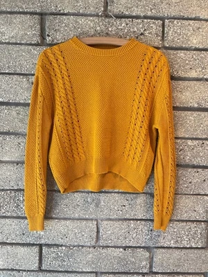 Volcom Womens Mustard Yellow Cable Knit Sweater XS - Image 1 of 4