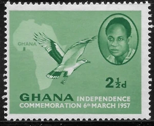 GHANA INDEPENDENCE COMMEMORATION 6 March.1957 SC#2-Kwame Nkrumah,Map🔥MNH**OG VF - Picture 1 of 1