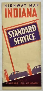 Vintage 1940’s? Standard Oil Co “INDIANA STANDARD SERVICE” Tri-Fold Highway Map - Picture 1 of 5