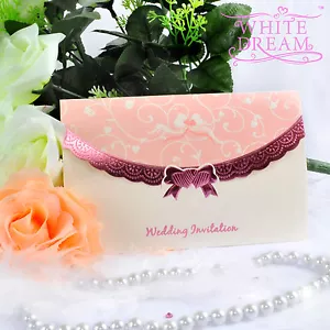 Personalised Elegant Pink Wedding Invitations Day/Evening FREE ENVELOPES - Picture 1 of 4