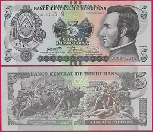 HONDURAS 5 LEMPIRAS 2016 UNC MIT VERTIKALEN BRIEGELN, SCHLACHT VON TRINIDAD SZENE (11. NOV. - Bild 1 von 1