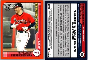 2021 TOPPS BIG LEAGUE AWARD WINNER ORANGE - FREDDIE FREEMAN #285 ATLANTA BRAVES - Picture 1 of 1