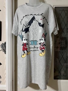 Disney Mickey and Minnie Skiing Grey Nightdress Snow Much Fun Size 12-14 BNWOT - Picture 1 of 4