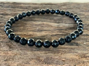 A GRADE GENUINE BLACK ONYX Beaded Bracelet Gift for him Gift for father?s day - Picture 1 of 2