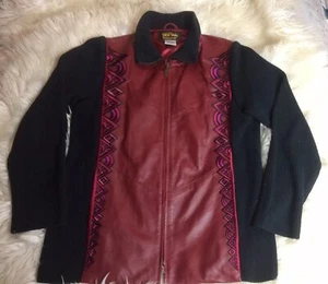 Bob Mackie Wearable Art Embroidered Leather & Knit Sweater Jacket Women’s Gr. S - Bild 1 von 7