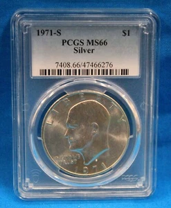 1971-S PCGS EISENHOWER DOLLAR - SILVER - Graded MS66 PCGS # 7408.66/47466276 - Picture 1 of 4