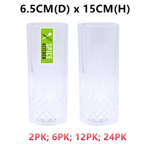 Clear Acrylic Plastic Tall Drinking Glass Wine Beer Coffee Tea Party Wedding Cup - Picture 1 of 5