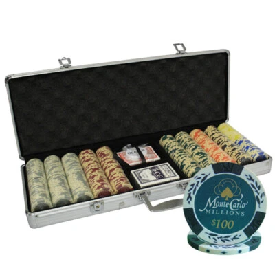 500pcs 14G MONTE CARLO MILLIONS CLAY POKER CHIPS SET by MRC POKER - Image 1 of 2