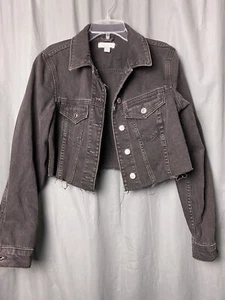 TOPSHOP Black Denim Ultra Cropped Distressed Cut Off Long Sleeve Jeansjacke - 4 - Bild 1 von 17