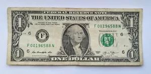 August 8th, 1965 Fancy $1 Dollar Serial Birthday Anniversary - Picture 1 of 1