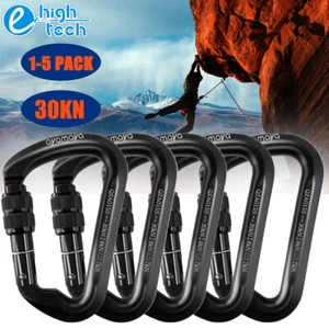 1-5 PACK 30KN Mosquetones de Escalada Aluminio Bloqueo Puerta Tornillable Exterior Clip en Forma de D - Imagen 1 de 16