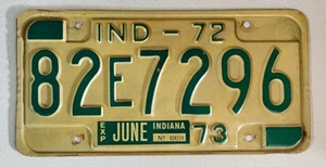Indiana 1972-73 Vanderburgh County matrícula original # 82 E 7296 - Imagen 1 de 3