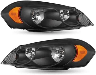 Black Fits 2006-2013 Chevy Impala 06-07 Monte Carlo Headlights Lamps Left+Right - Image 1 of 4