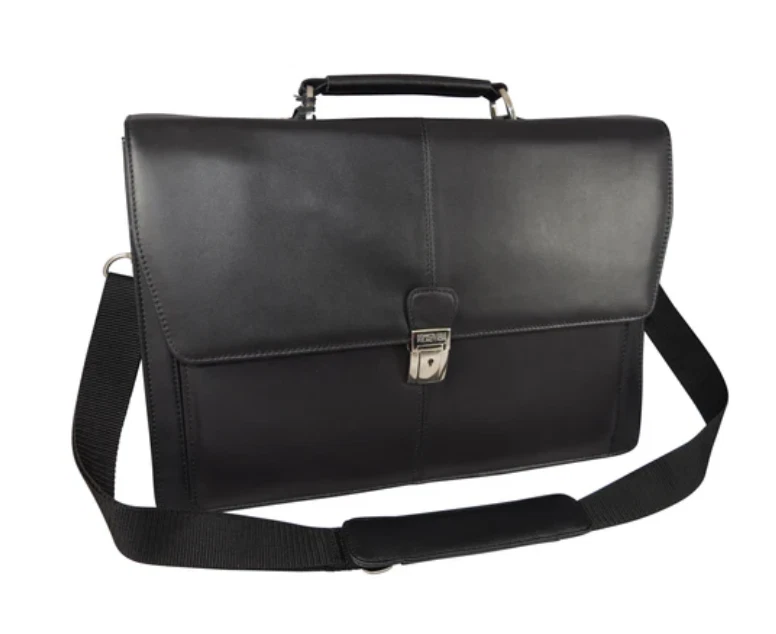 Kenneth Cole Mens Leather Briefcase Flapover Portfolio With Combination Lock