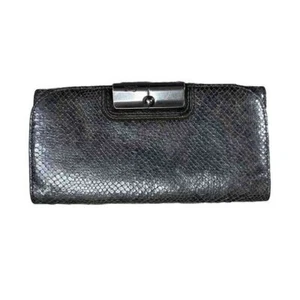 Coach Kristine Envelope Wallet Womens Soft Embossed Python Gunmetal Leather - Picture 1 of 9
