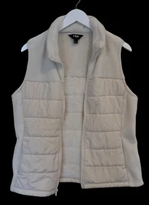 Fila Sport Women’s Lg Vest Faux Fur White Zip Front Inside Pockets FUN - Picture 1 of 9