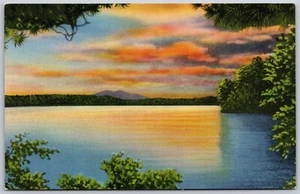 Postal Lake Winnipesaukee NH New Hampshire Dusk Sunset Lake Reflections - Imagen 1 de 2