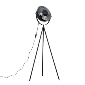 Tall Tripod Photography Style Floor Lamp Black Metal Light Large Shade LED Bulb - Picture 1 of 8