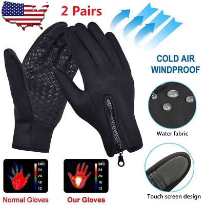 2 Pares Unisex Invierno Cálido A Prueba de Viento Impermeable Térmico Pantalla Táctil Guantes Mitón Foto 1 de 4