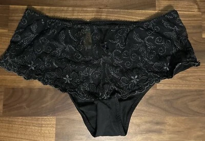 Vtg Donna Loren Panties Med Lace Black Nylon Sissy Second Skin Gold Label - Image 1 of 4