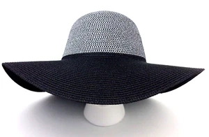 Women Floppy Straw Hat Sun Black White Packable 50 UPF Face Protection Magid Hat - Picture 1 of 9